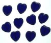 10 15mm Flat Cut Window Heart Beads Cobalt